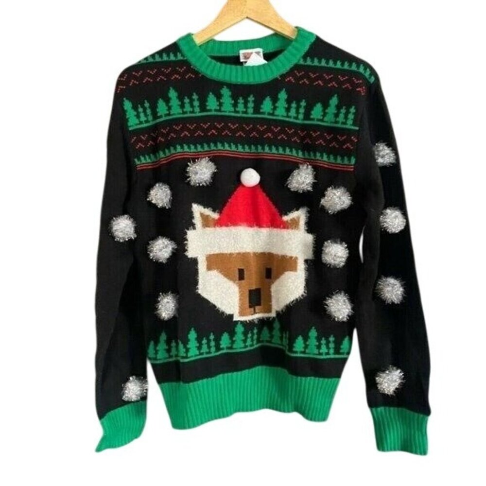 Spencer's Xmas Pom Poms Black Green White RED FOX